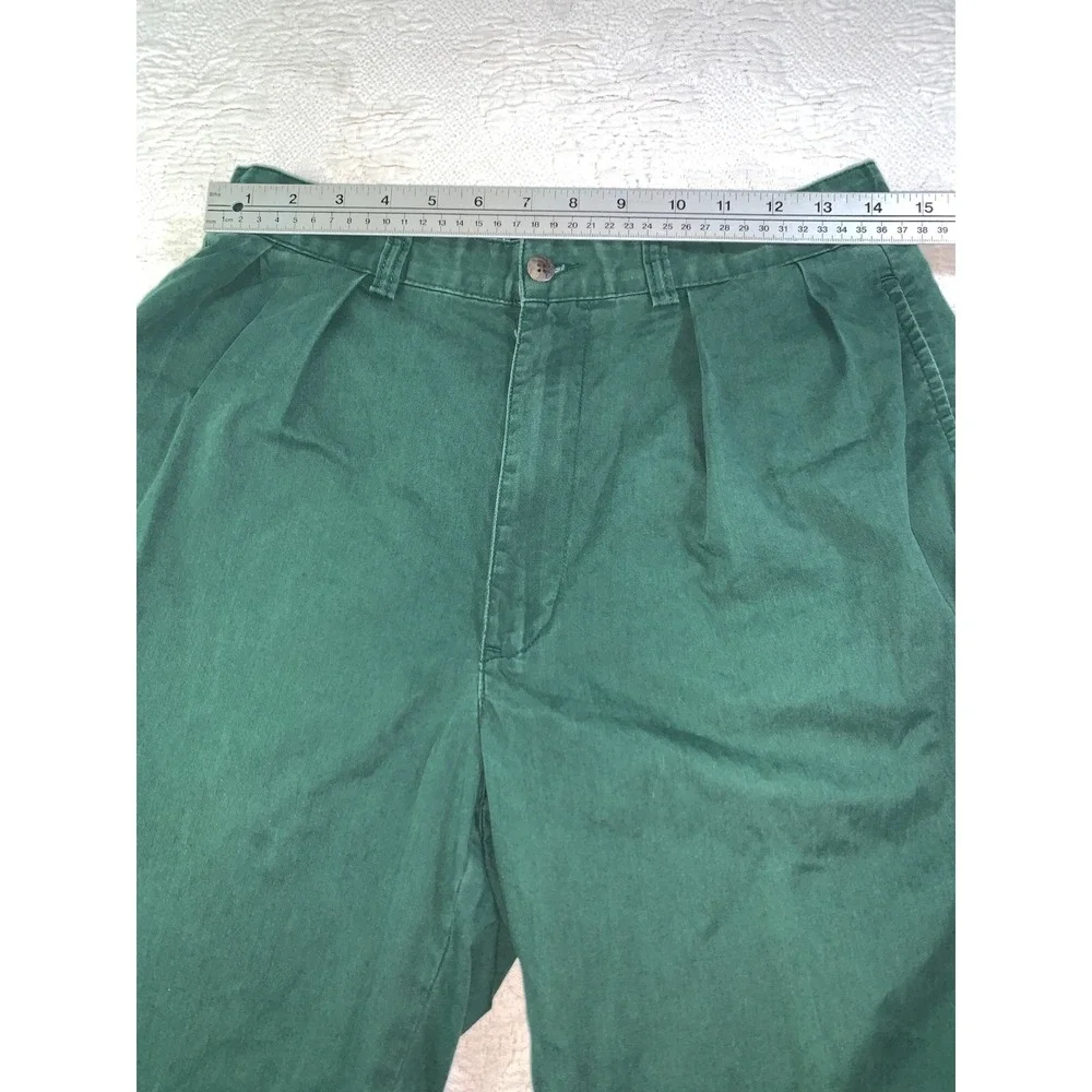 Polo Golf Ralph Lauren Mens 30x29 Vintage Pleated Chino Pants Green Cotton